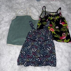Toddler Girls 4T Tank Top Lot of 3 - Cat & Jack Children's Place Jumping Bean